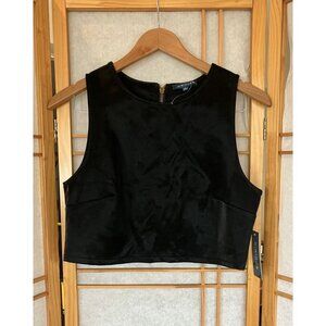 Kirious Faux Snake Skin Leather Crop Top Sleeveless Black Size Large